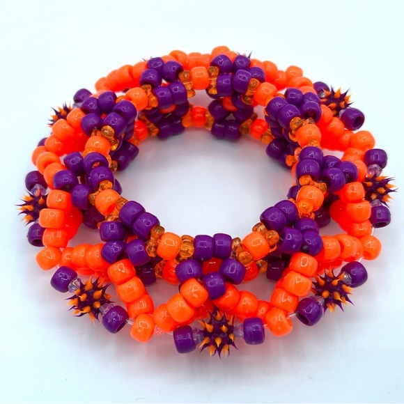 💜🧡 “Spike Protein” UFO Kandi Cuff 🧡💜 - Picture 2 of 5